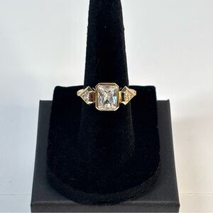 ⚡️18k yellow gold-plated ring with bezel-set rectangular stone